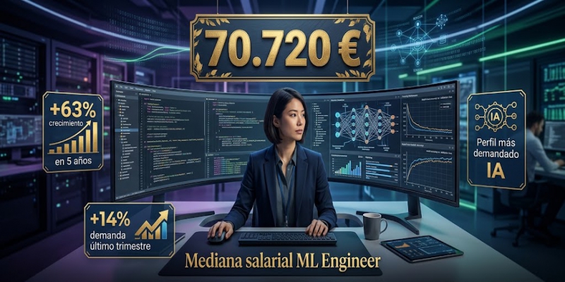 El Machine Learning Engineer es el perfil más demandado en España con una mediana salarial de 70.720 euros anuales