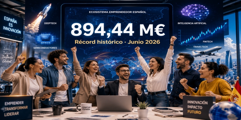 Junio de 2026 bate el récord histórico de inversión en startups tecnológicas españolas con 894,44 millones de euros en 43 operaciones