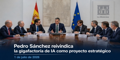 El presidente Sánchez reivindica la gigafactoría de IA como proyecto estratégico y escenifica el consorcio público-privado en Moncloa